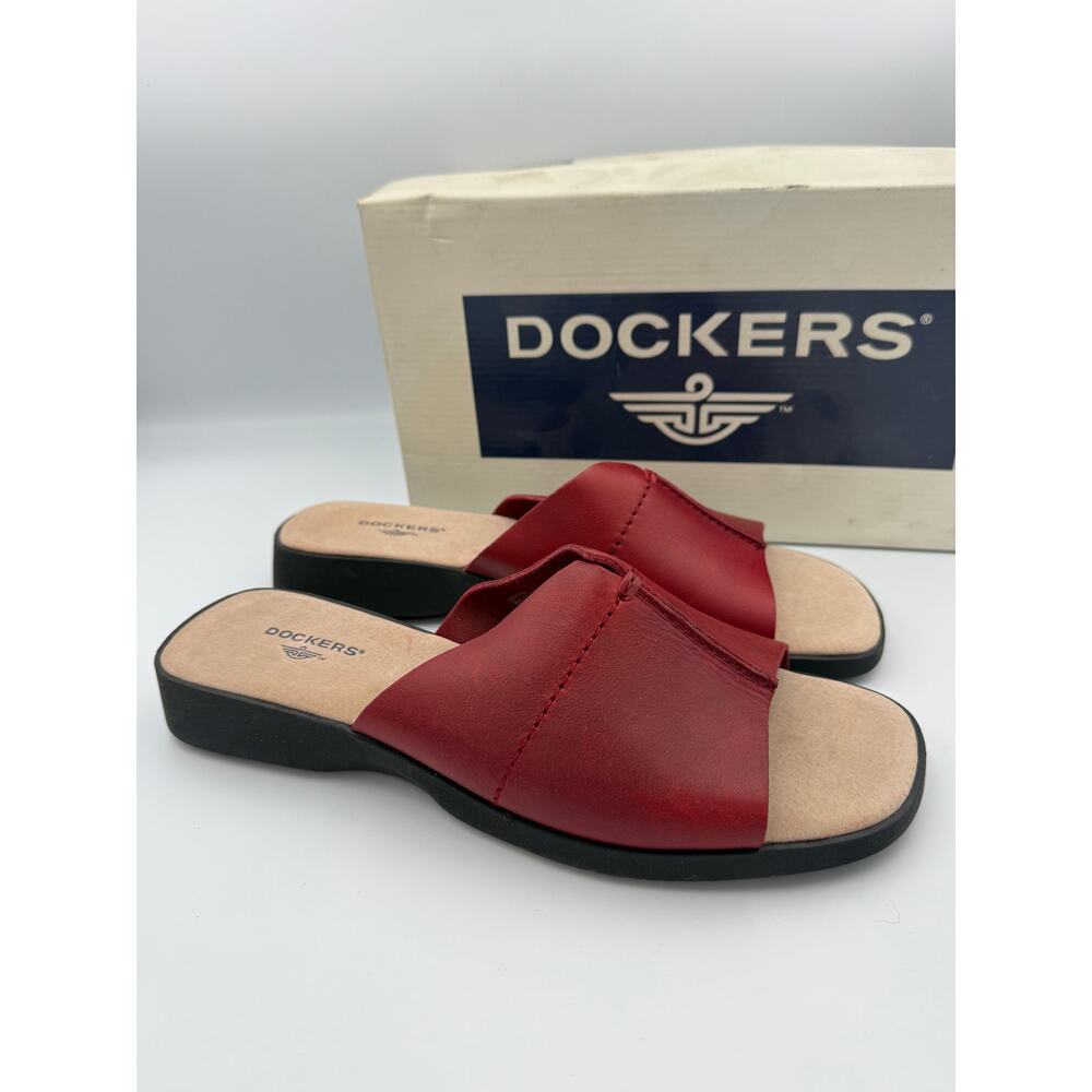 Dockers Womens Leather Slide Sandals - Red - Size 8M - Daytona DB